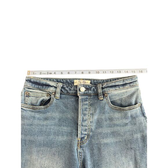 We the Free Jeans Curvy Button Fly Distressed Hem Straight Leg Denim Size 28 - Picture 8 of 11